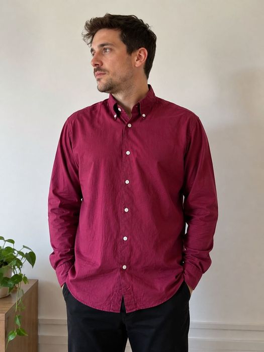 Eton roz. S / 38 bordowa koszula męska bawełna lyocell mens slim fit burgundy shirt cotton lyocell