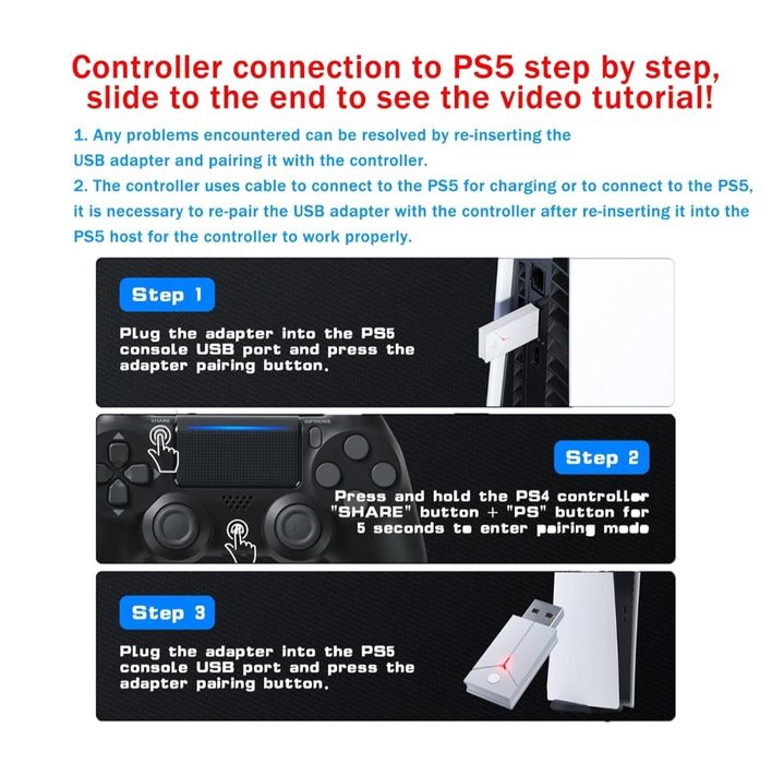 Kontroler bezprzewodowy Dinosoo RGB do PS5 z oświetleniem LED