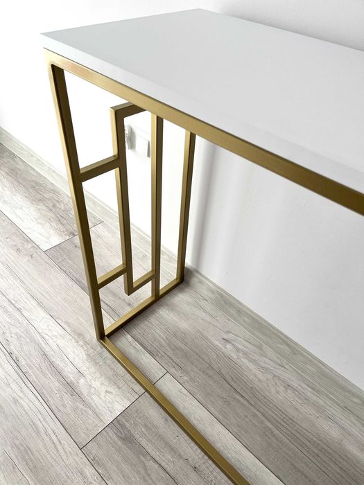 Konsola nowy wzór złota z białym matem do przedpokoju salonu