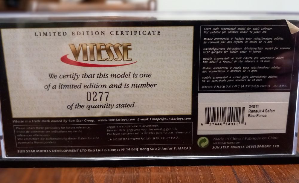 Renault 4L Safari da Vitesse 1/43 Edição Limitada