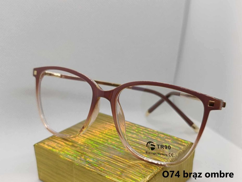Promocja!! Okulary zerówki z filtrem blue light;brąz ombre