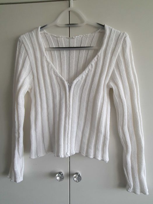 Biały sweter rozpinany - rozmiar 36