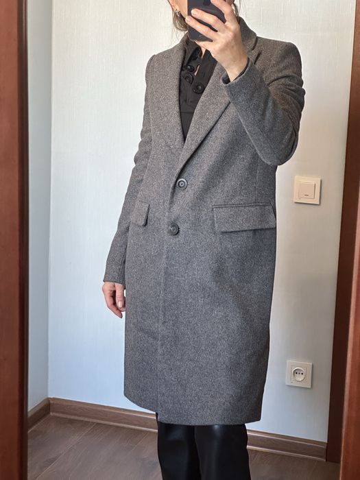 Сіре вовняне пальто-піджак Zara xs 34