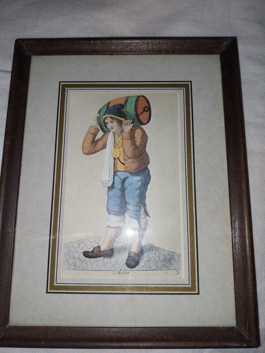 Gravura emoldurada em quadro de madeira.  titulo  Água
16 cm por 20 cm