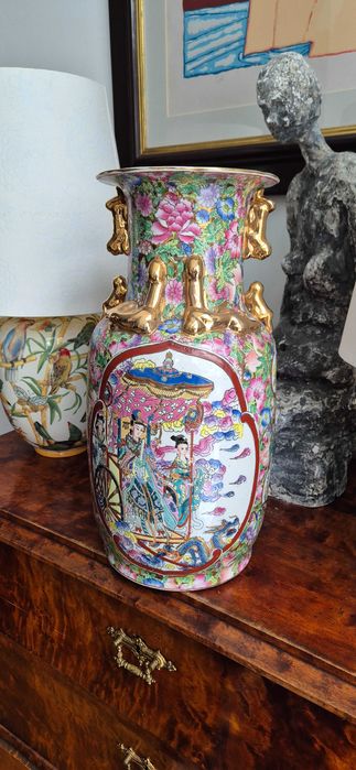 Chiński wazon z porcelany w stylu Famille Rose lub Rose Canton antyk