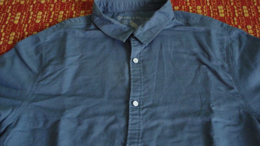 Koszula męska, krótki rękaw XXL, len-bawełna, używana - sprzedam