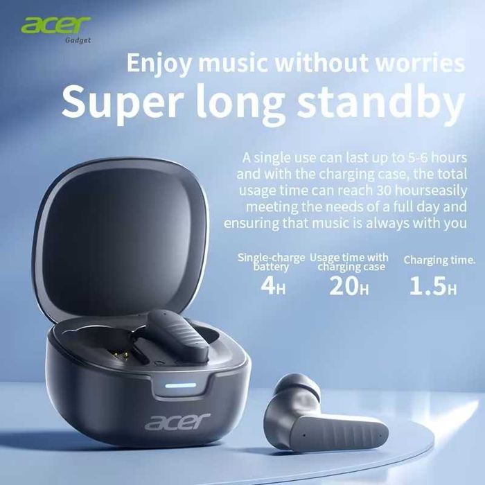 ACER OHR503 słuchawki bezprzewodowe dokanałowe czarne nowe