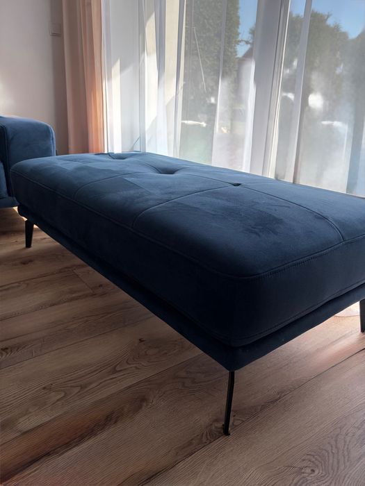Elegancka granatowa sofa / szezlong – loft, jak nowa