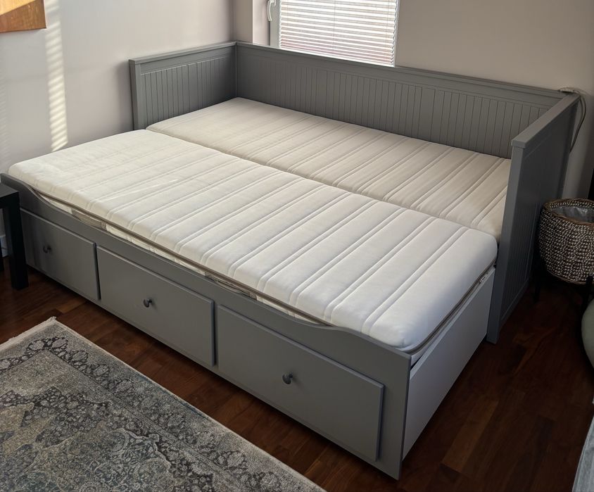 Szare łóżko IKEA 80x200 rozkładane do 160x200