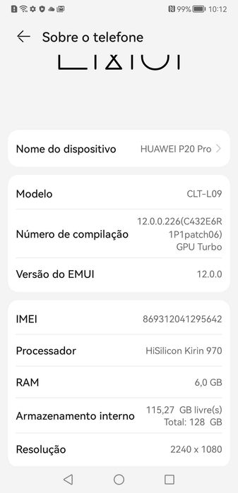 Huawei P20 Pro (modelo CLT-L09 - 128GB - EMUI 12 / Android 10)