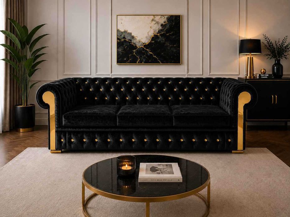 Sofa Chesterfield GLOSS 3-osobowa z funkcją spania