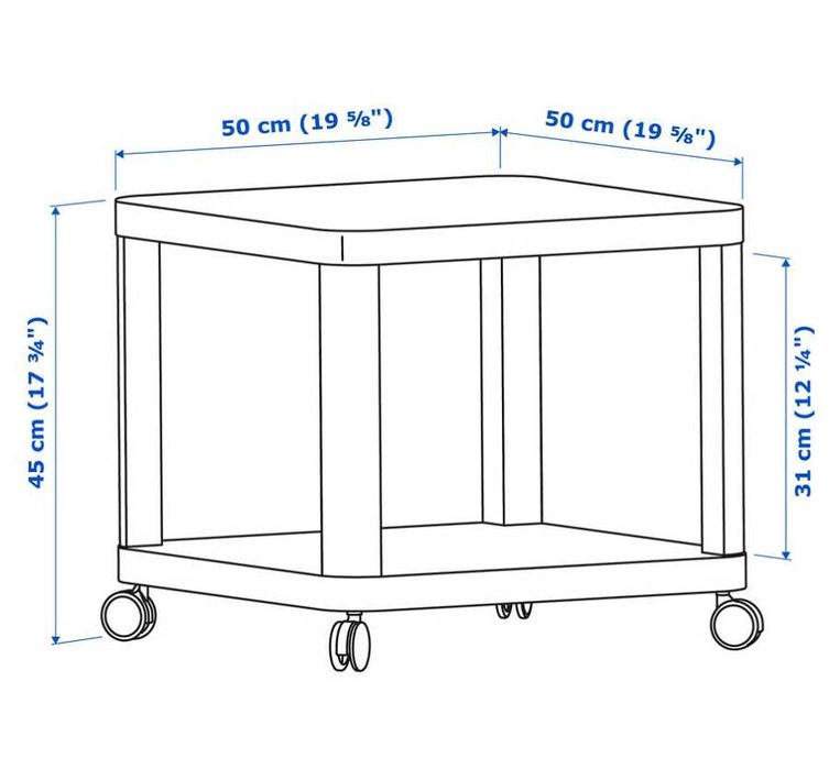 Mesa de apoio IKEA TINGBY vermelha com rodas
