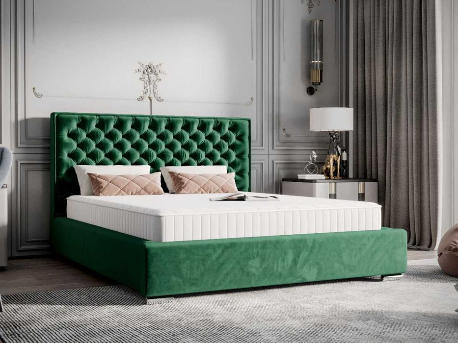 Pikowane Łóżko Sypialniane + Stelaż Wybór Rozmiarów Kolorów ESPANA