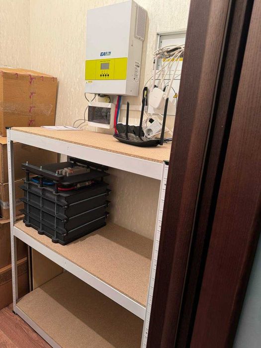 Стелаж металевий з полицями МДФ/ДСП до 175 кг на полку на зацепах