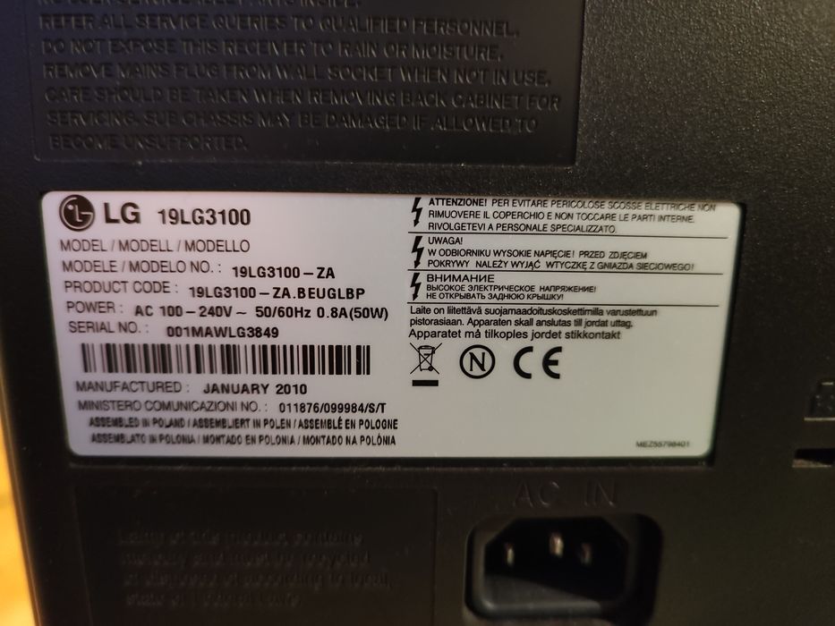 Telewizor LG 19cali mpeg-4