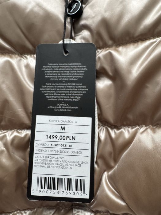 Kurtka puchowa ochnik puchni pierze pikowana