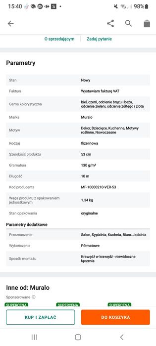 Sprzedam tapetę Nowa