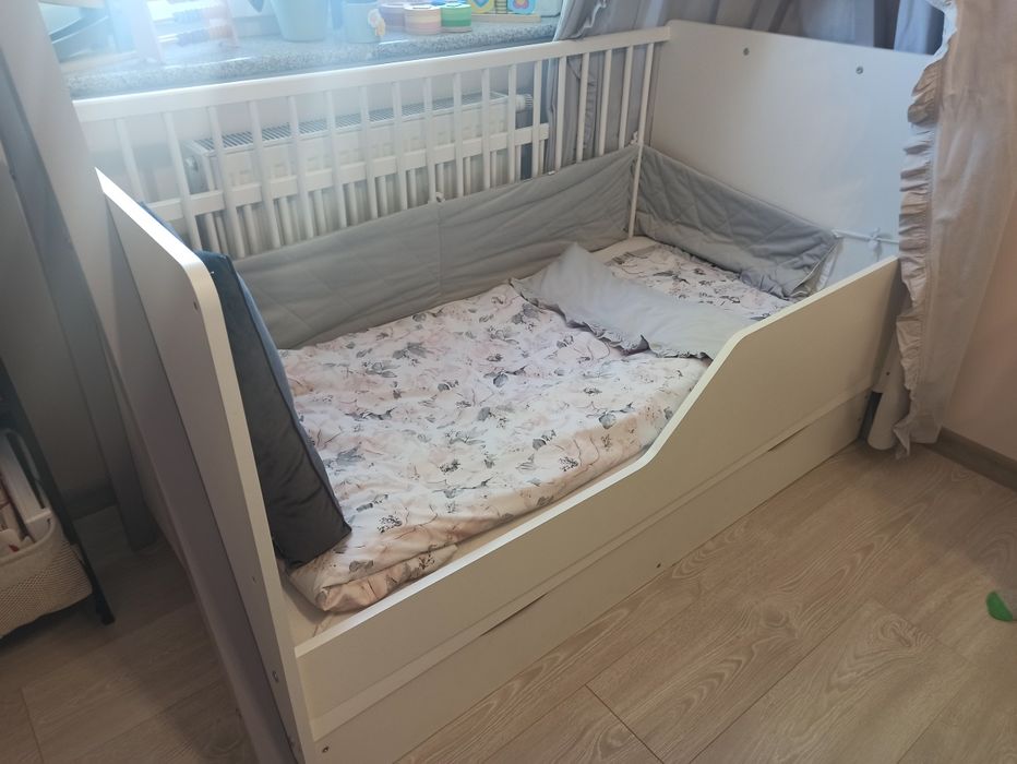 Łóżeczko niemowlęce 2w1 TIPI 140x70 sosna Z SZUFLADĄ