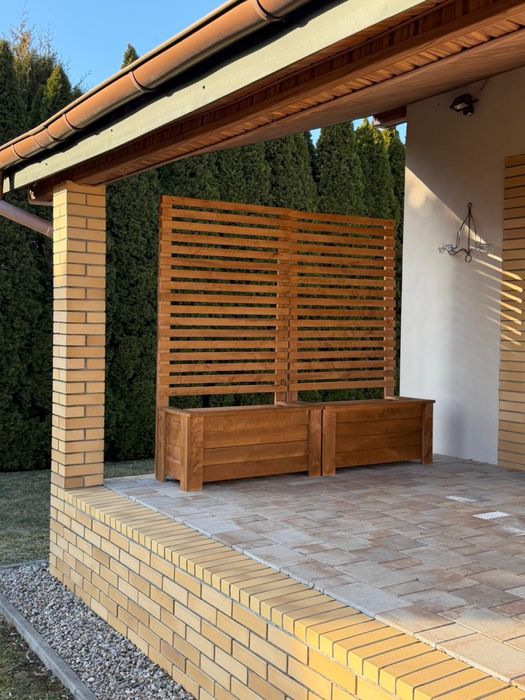 Duża donica ogrodowa z pergolą 180 cm | drewno olchowe