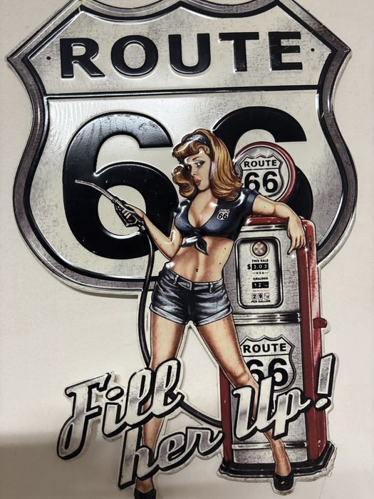 Metalowa tablica dekoracyjna Route 66 – 65 × 45 cm 3 d