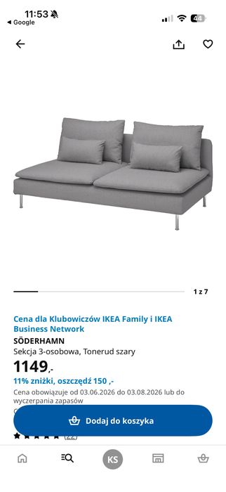 SÖDERHAMN kanapa 3 osobowa