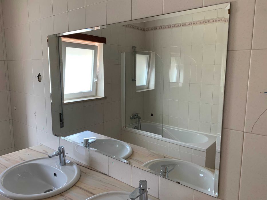Conjunto WC completo com duplo lavatório + pedra mármore grande (190cm)