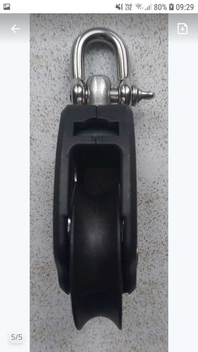 Zestaw 4 nowych bloczków Selden PBB50mm, żeglarski, linowy, pojedynczy