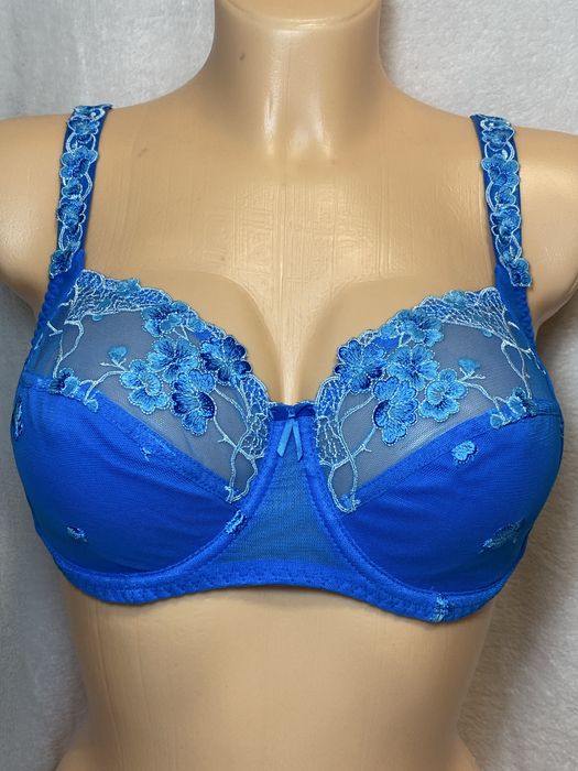 Francuski biustonosz Juliette koronkowy haftowany 70D Royal Blue NOWY z metką
