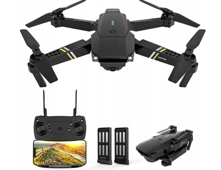 Dron E58 PRO z kamerą 1080P HD dla początkujących składany czarny