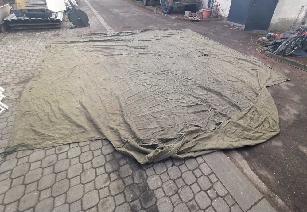 Plandeka Brezentowa z kapturem 6,2 x 5.57 m wojskowa