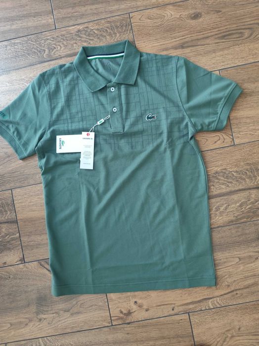 Nowa śliczna męska koszulka polo Lacoste S guziki bawełna