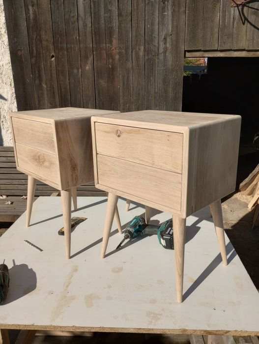 Szafka nocna dębowa 100% drewno mid-century