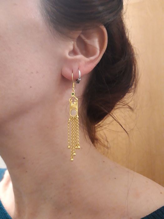 Brincos de imitação de estilo clássico chinês, dourados - NOVOS!