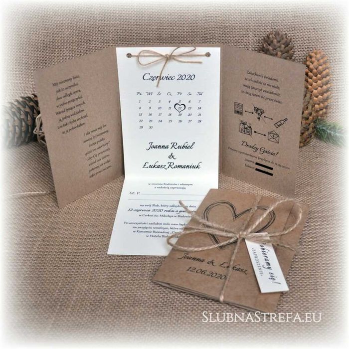 Zaproszenie na ślub wesele zaproszenia rustykalne eko kraft