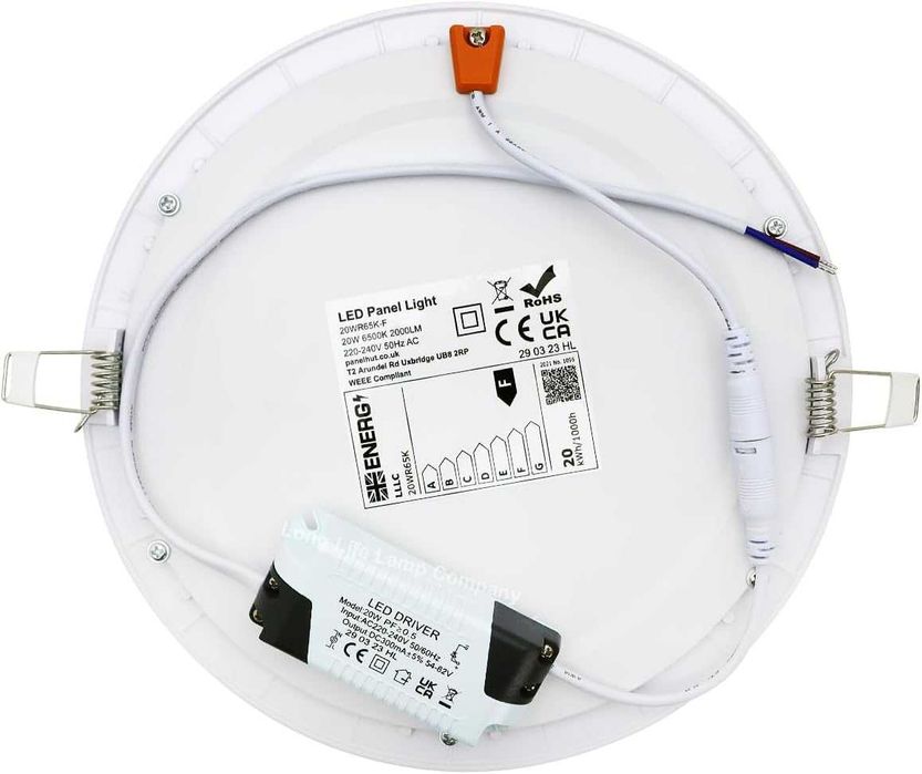 Panel Led Oprawa Podtynkowa Wpuszczana , Okrągła, 20W, *