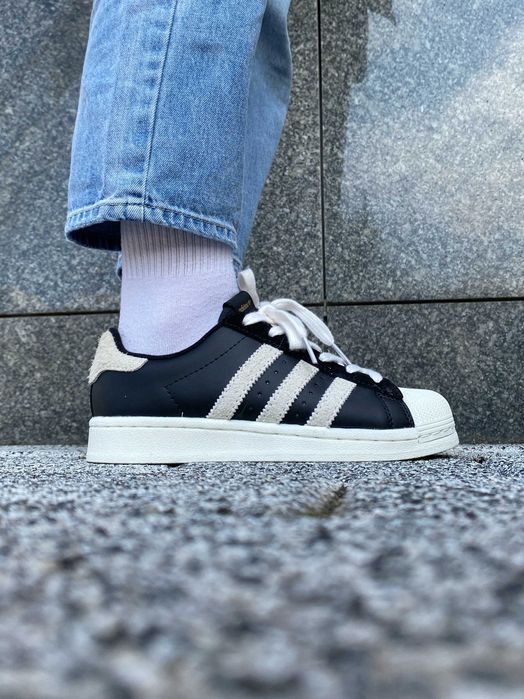 Кросівки Adidas Superstar Black/Beige premium