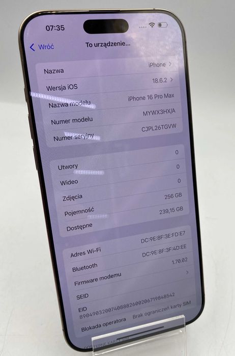 Telefon Iphone 16 pro max 256Gb OPIS!