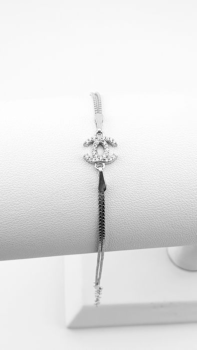 Bransoletka celebrytka srebrna pr.925 wzór cc z cyrkoniami