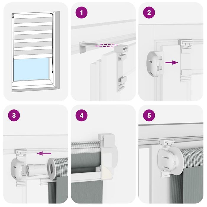 Vidaxl Roleta Zebra, Ciemnoszara, Szerokość Tkaniny 115,9Cm, Poliester