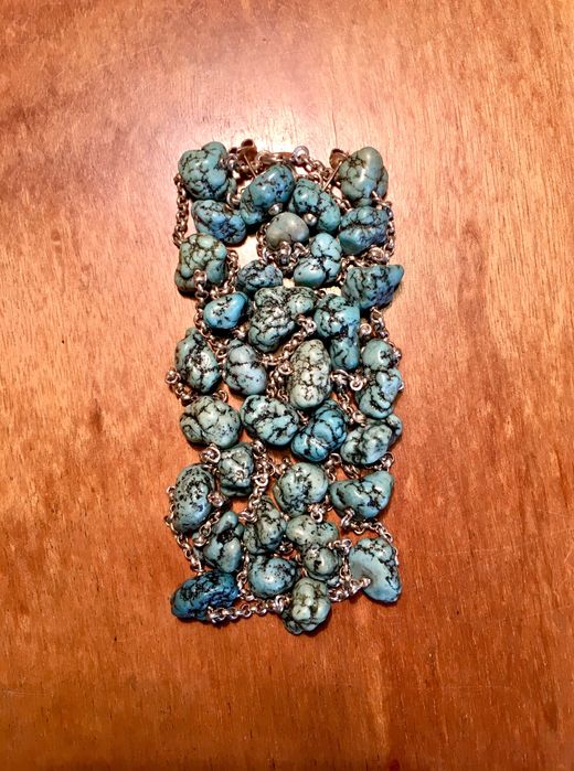 COLAR PULSEIRA BRINCOS - pedras azul turquesa - antigos