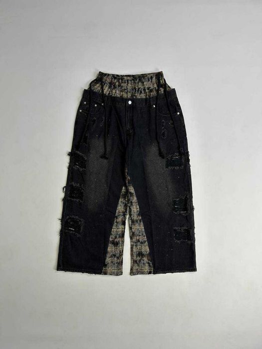 Джинси чорні з двома поясами faded baggy штаны archive distressed M L
