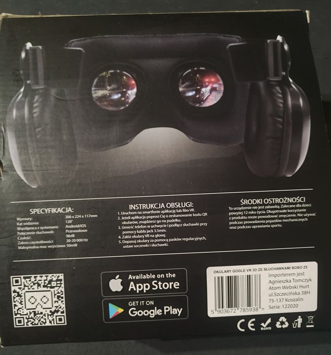Okulary VR / Gogle VR z kontrolerem Bluetooth Webski VR do telefony