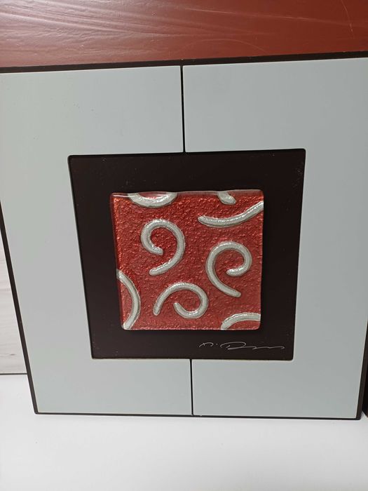 Quadros abstratos com arte em vidro fundido 2 unidades