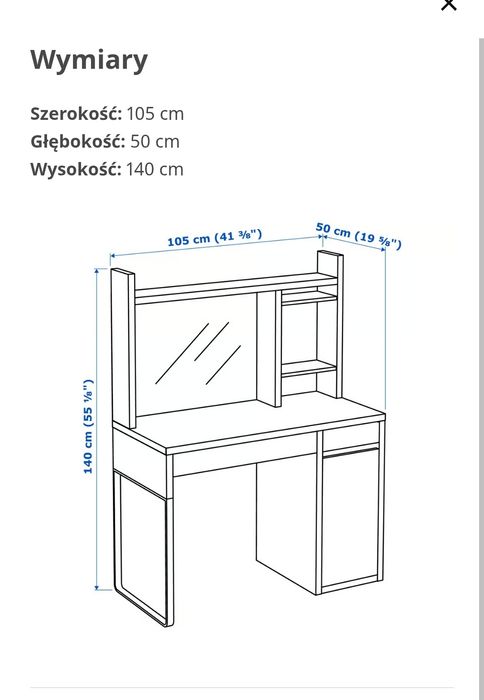 Biurko Micke Ikea + dodatki