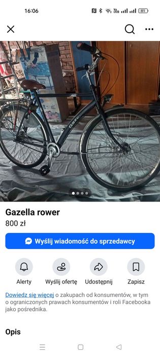 Rower męski gazella super stan