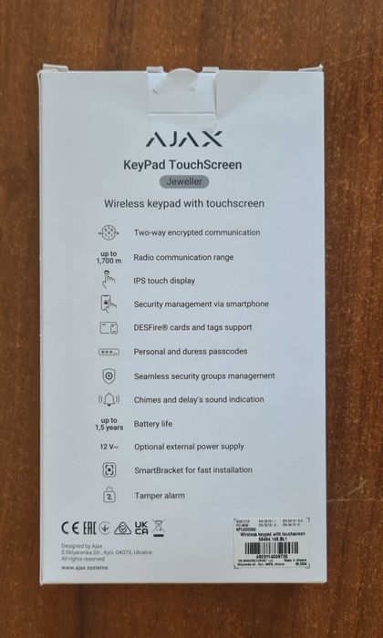 Клавіатура Ajax KeyPad TouchScreen Fibra Black інтерфейс, охрана