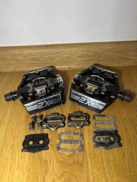 Dwustronne Pedały spd HT X2 dh race czarne + bloki w zestawie