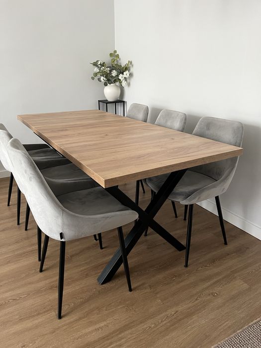 Stół rozkładany loft dąb craft złoty 180x80