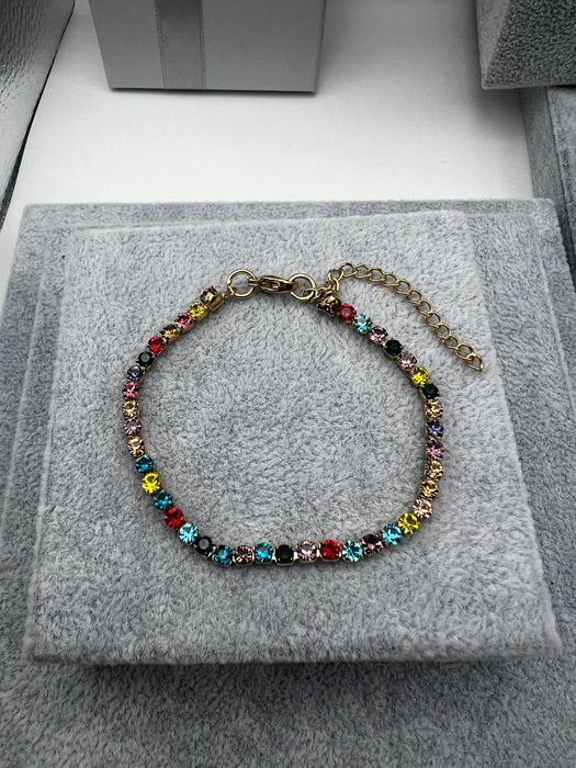 Pulseira Riviera Multicolor Aço Inoxidável Banho Ouro 18k | 3mm