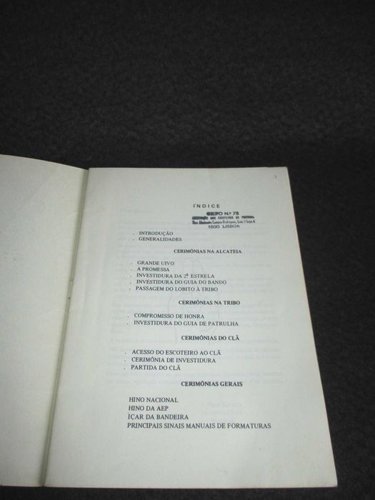 Livro Cerimónias Escotistas Associação dos Escoteiros de Portugal